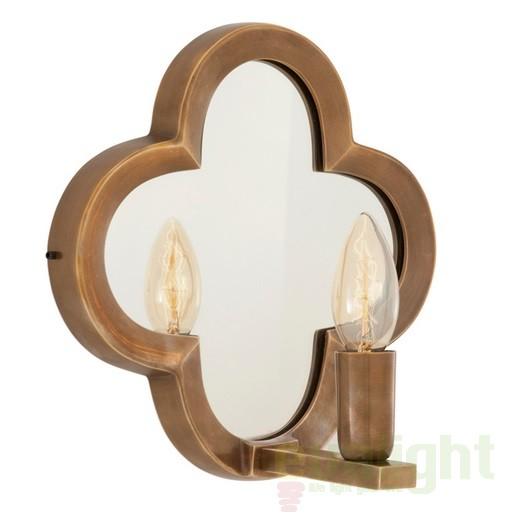 Aplica de perete decorativa cu oglinda, dim. 25x25cm, finisaj vintage brass, West Lake 108585 HZ, corpuri de iluminat, lustre